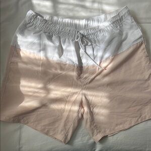 ASOS Two-Tone Swim Shorts in White & Light Pink/peach